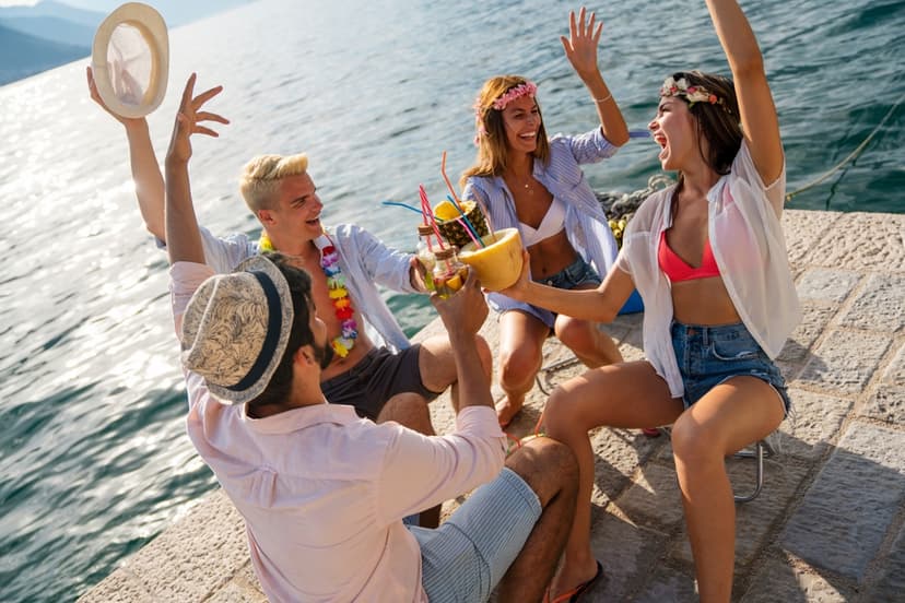 Friends enjoying time by the sea